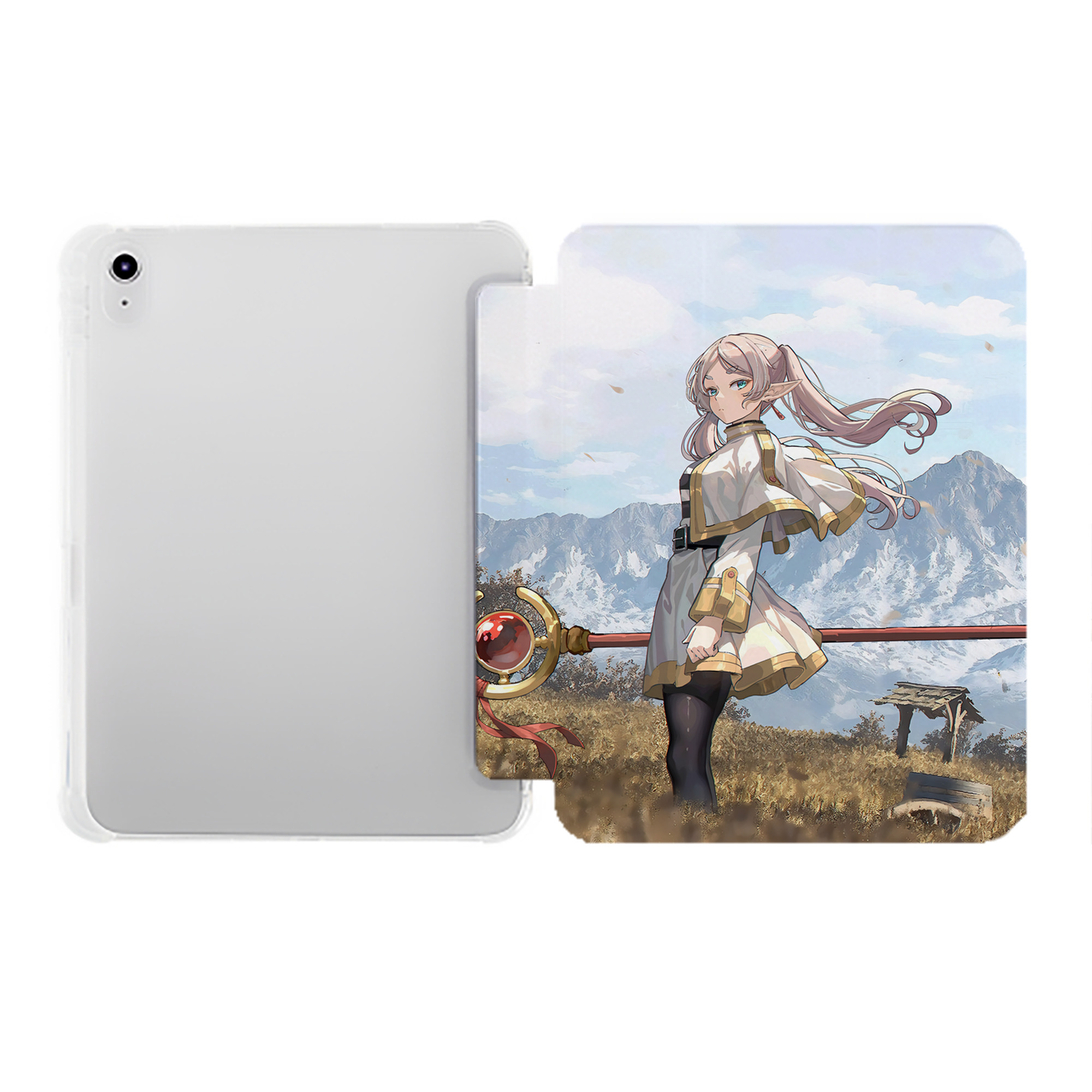 （画像用） 葬送のフリーレン Frieren IPad ケース ペン収納付き 三つ折りスタンド PUレザー×シリコン 対応機種9.5/10.5/10.9インチ